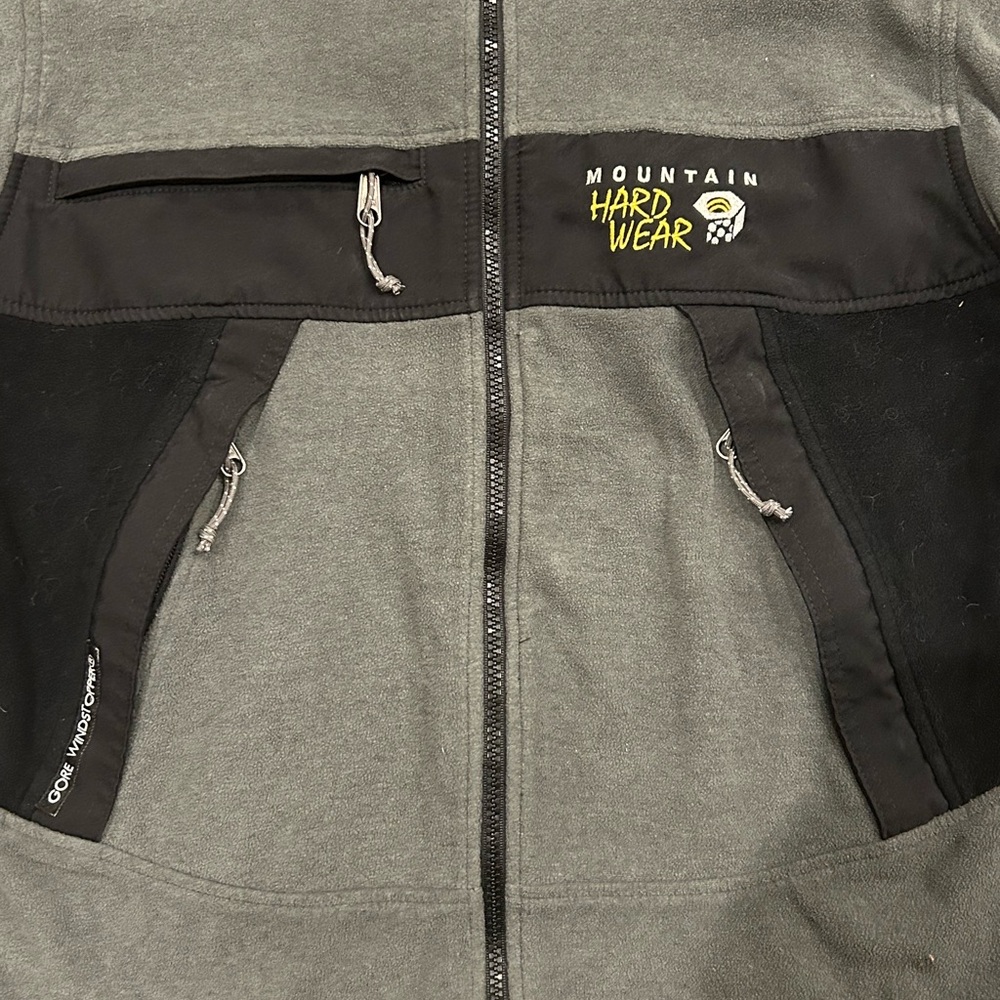 Mountain Hardwear Jacket Mens Small Gray Black Gore Windstopper Tech Fleece - Picture 2 of 9